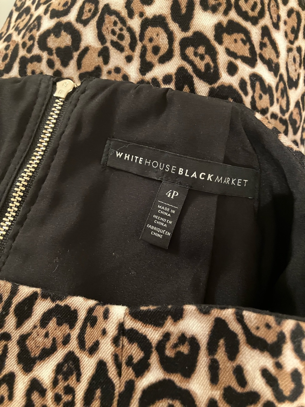 White House Black Market Leopard Print Pencil Skirt in Tan and Black